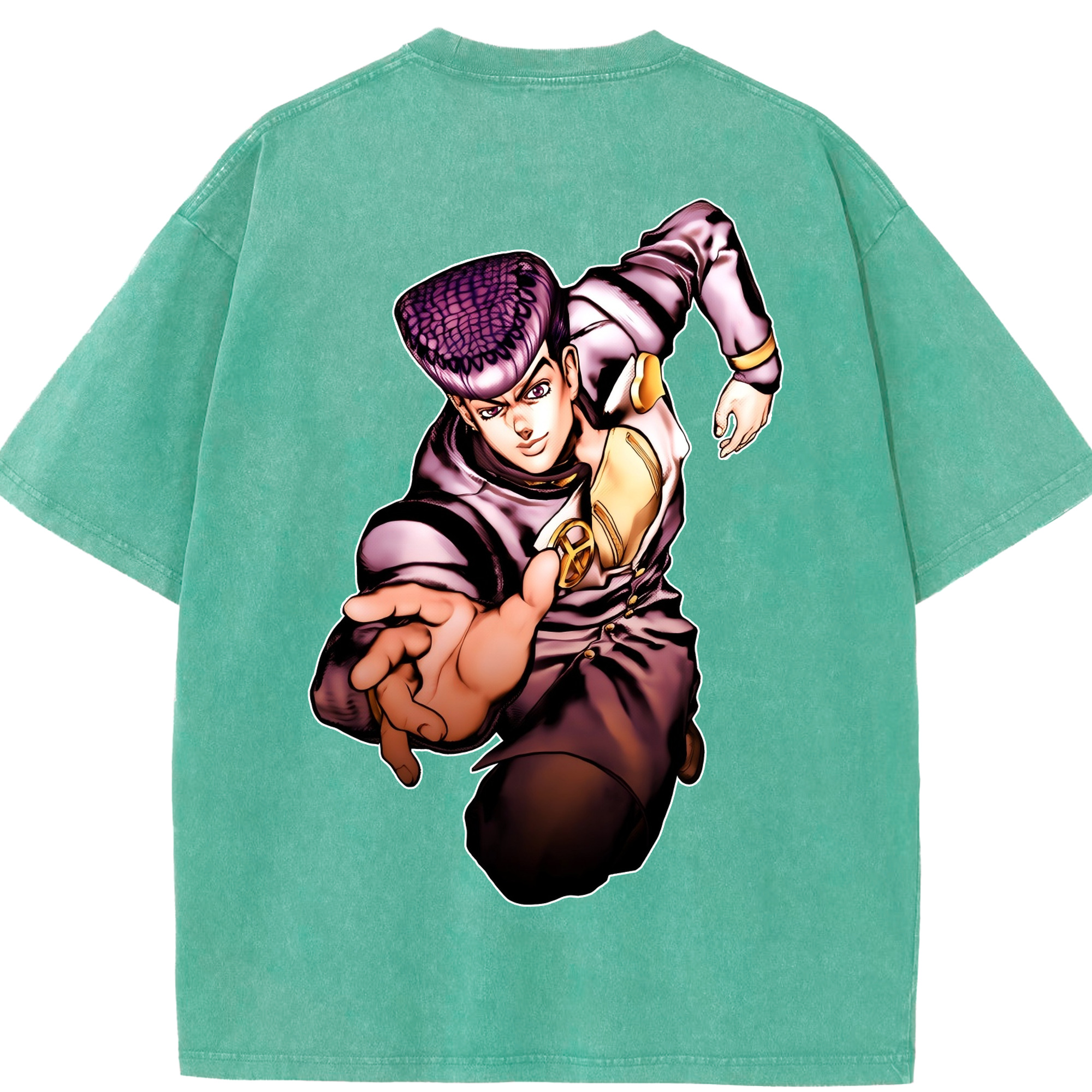 （画像用） ジョジョの奇妙な冒険 ひがしかた じょうすけ JoJo's Bizarre Adventure Higashikata Josuke 綿100% ヴィンテージ風 半袖Tシャツ（背面プリント）